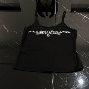 Black Graphic Tank Top